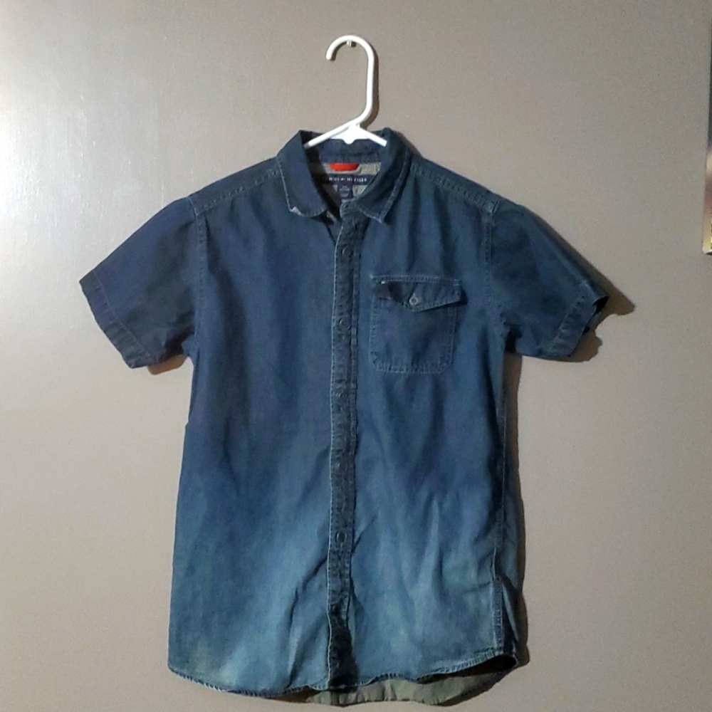 Tommy Hilfiger Boys Denim Short-Sleeved Shirt-Size L (16/18)